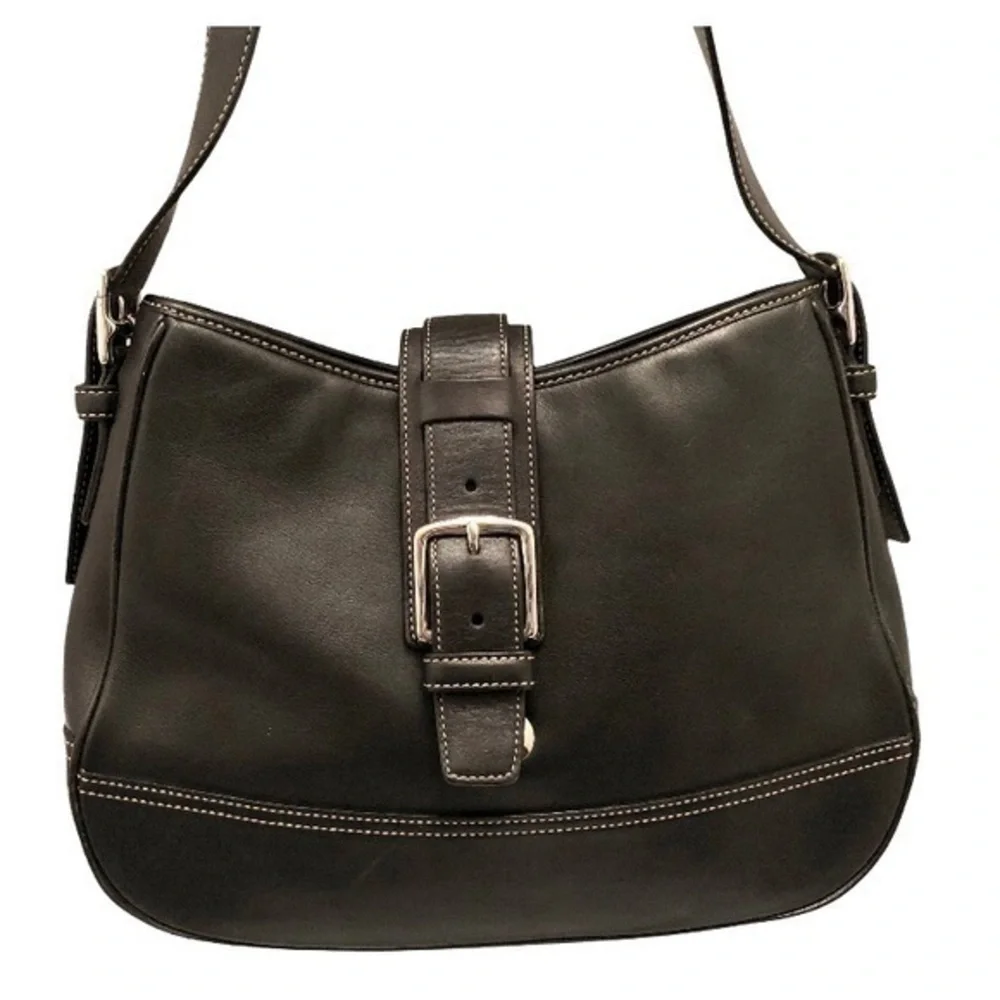 Coach black leather Hampton shoulder bag purse